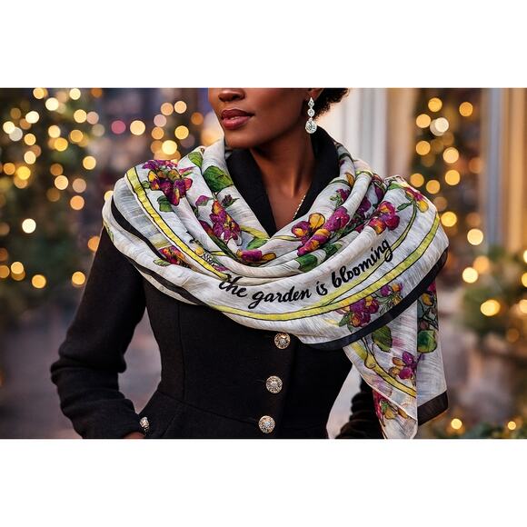 INC International Concepts Floral Printed Scarf with Tassels - Picture 1 of 8